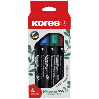 Kores Permanent-Marker "ECO XP1" Rundspitze 4er Etui