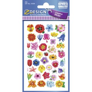 ZDesign CREATIVE Sticker "Blüten" bunt 3 Blatt à 39 Sticker