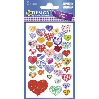 AVERY Zweckform ZDesign CREATIVE Sticker "Herzen" 2 Blatt à 39 Sticker
