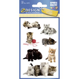 ZDesign KIDS Sticker "Katzen-Babies" bunt 3 Blatt à 7 Sticker
