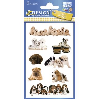 ZDesign KIDS Sticker "Hunde-Babies" bunt 3 Blatt à 8 Sticker
