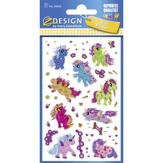 ZDesign KIDS Glitter-Sticker "Einhorn" bunt 1 Blatt à 9 Sticker