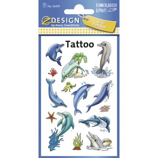 ZDesign KIDS Kinder-Tattoos "Delfine" bunt 1 Blatt à 9 Tattoos