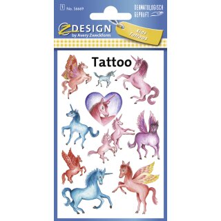 ZDesign KIDS Kinder-Tattoos "Einhörner" bunt 1 Blatt à 10 Tattoos