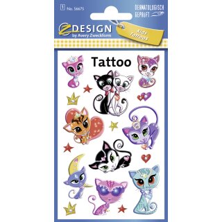 ZDesign KIDS Kinder-Tattoos "Katzen" bunt 1 Blatt à 9 Tattoos