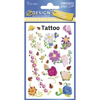 ZDesign KIDS Kinder-Tattoos "Blumen" bunt 1 Blatt à 10 Tattoos