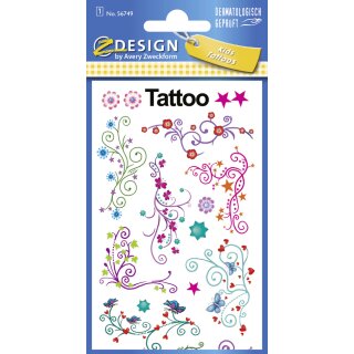 ZDesign KIDS Kinder-Tattoos "Ranken" bunt 1 Blatt à 17 Tattoos