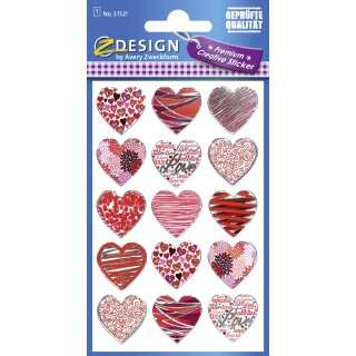 ZDesign CREATIVE Sticker "Herzen" Effektfolie 1 Blatt à 15 Sticker