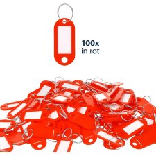 WESTCOTT Schlüsselanhänger mit Ring rot 100er Pack