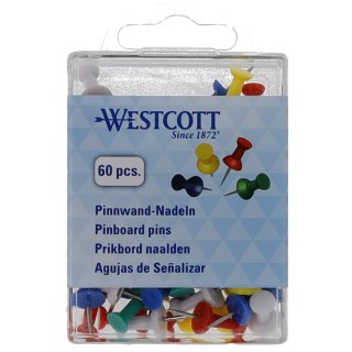 WESTCOTT Pinnwand-Nadeln farbig sortiert Inhalt: 60 Stück