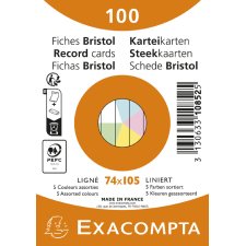 EXACOMPTA Karteikarten DIN A7 liniert farbig sortiert 100...