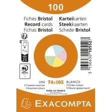 EXACOMPTA Karteikarten DIN A7 blanko farbig sortiert 100...