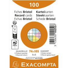 EXACOMPTA Karteikarten DIN A7 kariert farbig sortiert 100...