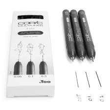 COPIC Fineliner MULTILINER schwarz 3er Set