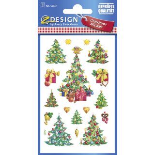 AVERY Zweckform ZDesign Weihnachts-Sticker "Weihnachtsbäume" 3 Blatt à 8 Sticker