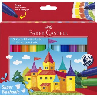 FABER-CASTELL Fasermaler JUMBO Superwashable 12er Etui