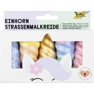 folia Straßenmalkreide "Einhorn" farbig sortiert abwaschbar 5 Stück