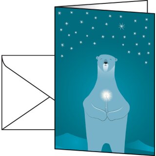 sigel Weihnachtskarte "Polar bear with candle" DIN A6 10 Karten