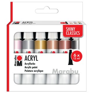 Marabu Acrylfarben-Set SHINY CLASSICS 6 x 12 ml