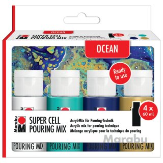 Marabu Super Cell Pouring Mix-Set OCEAN 4 x 60 ml