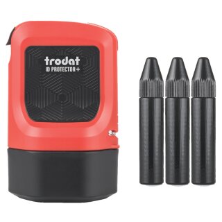 trodat Datenschutz-Rollstempel ID Protector+ - Set rot inkl. 3 Nachfülltinten