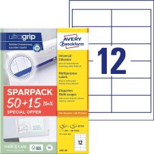 AVERY Zweckform Universal-Etiketten 97 x 42,3 mm 50 + 15...