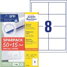 AVERY Zweckform Universal-Etiketten 97 x 67,7 mm 50 + 15...