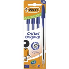 BIC Kugelschreiber Cristal Original blau 4er Kartonbox