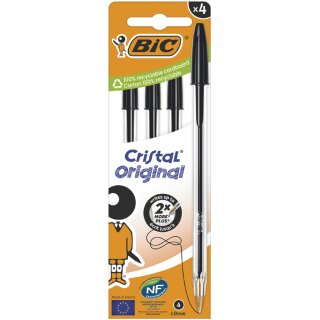 BIC Kugelschreiber Cristal Original schwarz 4er Kartonbox