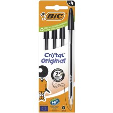 BIC Kugelschreiber Cristal Original schwarz 4er Kartonbox