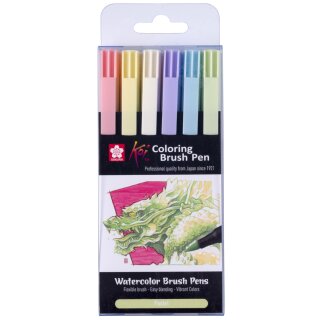 SAKURA Pinselstift Koi Colouring Brush Pen "Pastel" 6er Set