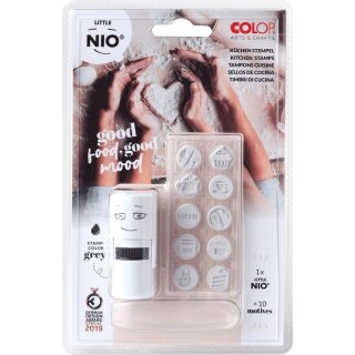 COLOP Motivstempel-Set "LITTLE NIO" Küche grau