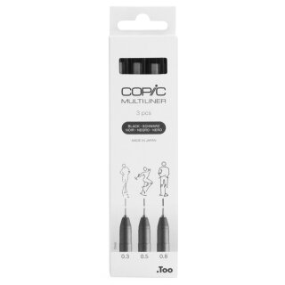 COPIC Fineliner MULTILINER schwarz 3er Set