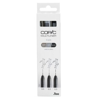 COPIC Fineliner MULTILINER grau/schwarz 3er Set