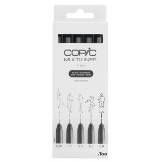 COPIC Fineliner MULTILINER schwarz 5er Set