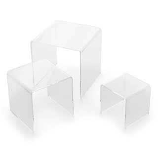 deflecto Podest quadratisch transparent 3er Set