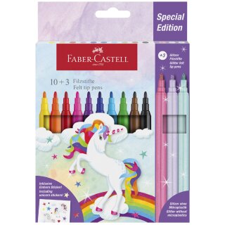 FABER-CASTELL Fasermaler Einhorn 10+3 Kartonetui