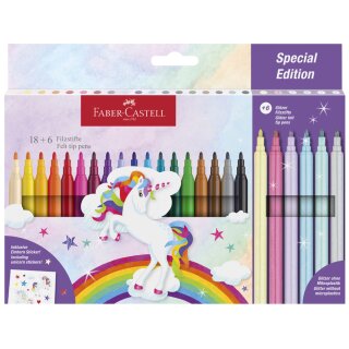 FABER-CASTELL Fasermaler Einhorn 18+6 Kartonetui