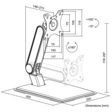LogiLink Touchscreen-Monitorarm mit Standfuß schwarz