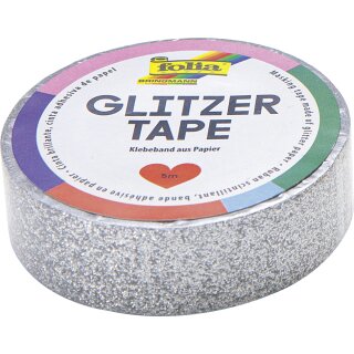 folia Deko-Klebeband Glitzer-Tape 15 mm x 5 m silber