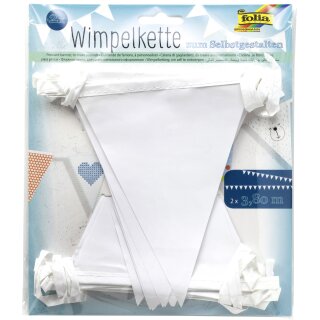 folia Wimpelkette "Basic" Länge: 3,80 m weiß 15 Wimpel je Kette 2 Stück