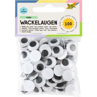 folia Wackelaugen rund 14 mm nicht selbstklebend 100 Stück