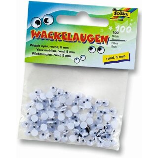 folia Wackelaugen rund 5 mm nicht selbstklebend 100 Stück
