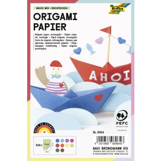 folia Faltblätter Origami Papier Basic Mix 100 x 150 mm 500 Blatt