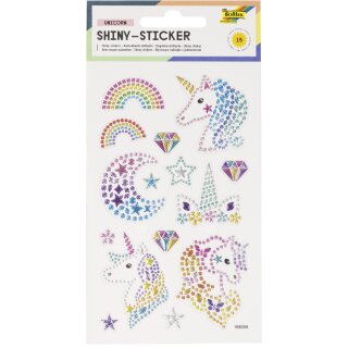 folia Shiny-Sticker UNICORN 1 Blatt à 15 Sticker
