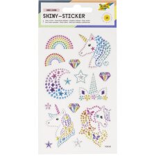 folia Shiny-Sticker UNICORN 1 Blatt à 15 Sticker