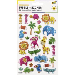 folia Bubble-Sticker SAFARI 1 Blatt à 26 Sticker