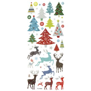 folia Weihnachts-Glitzer-Sticker CHRISTMAS