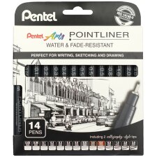 PentelArts Permanent Fineliner Pointliner 14er Set