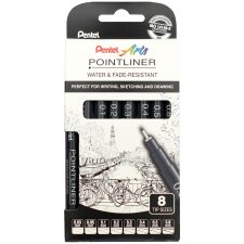 PentelArts Permanent Fineliner Pointliner 8er Set